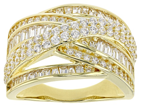 White Cubic Zirconia 18K Yellow Gold Over Sterling Silver Ring 2.84ctw