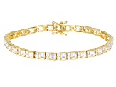 White Cubic Zirconia 18k Yellow Gold Over Sterling Silver Asscher Cut Tennis Bracelet 13.44ctw