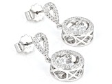 White Cubic Zirconia Rhodium Over Sterling Silver "Dancing" Earrings 3.27ctw