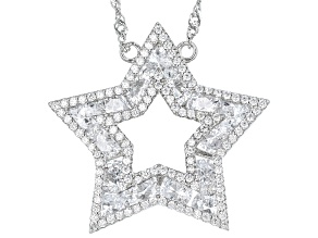 White Cubic Zirconia Rhodium Over Sterling Silver Star Necklace 9.30ctw