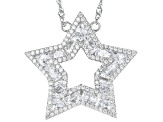 White Cubic Zirconia Rhodium Over Sterling Silver Star Necklace 9.30ctw