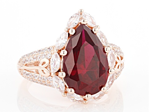Lab Created Ruby And White Cubic Zirconia 18k Rose Gold Over Sterling Silver Ring 7.92ctw