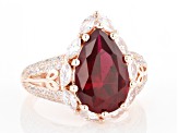 Lab Created Ruby And White Cubic Zirconia 18k Rose Gold Over Sterling Silver Ring 7.92ctw