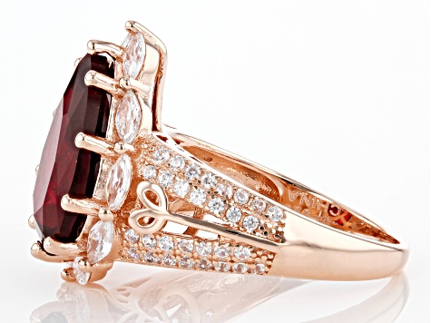 Lab Created Ruby And White Cubic Zirconia 18k Rose Gold Over Sterling Silver Ring 7.92ctw