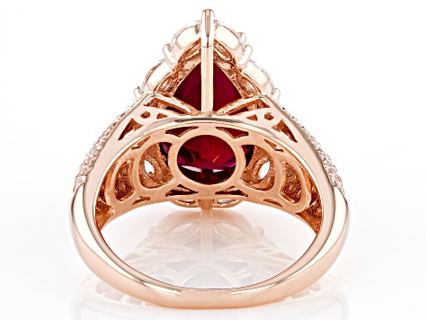 Lab Created Ruby And White Cubic  Zirconia 18k Rose Gold Over Sterling Silver Ring 7.92ctw