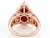 Lab Created Ruby And White Cubic  Zirconia 18k Rose Gold Over Sterling Silver Ring 7.92ctw
