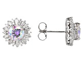 Aurora Borealis And White Cubic Zirconia Rhodium Over Sterling Silver Earrings 4.21ctw