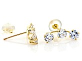 White Cubic Zirconia 10k Yellow Gold Earrings 2.45ctw