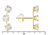 White Cubic Zirconia 10k Yellow Gold Earrings 2.45ctw