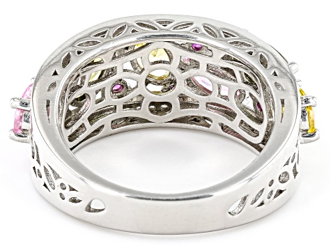 Multi-Gem Simulants Rhodium Over Sterling Silver Ring 4.14ctw