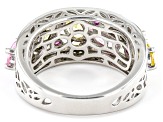 Multi-Gem Simulants Rhodium Over Sterling Silver Ring 4.14ctw
