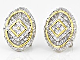 White Cubic Zirconia Rhodium And 14k Yellow Gold Over Sterling Silver Earrings 2.34ctw
