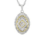 White Cubic Zirconia Rhodium And 14k Yellow Gold Over Sterling Silver Pendant 1.31ctw