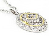 White Cubic Zirconia Rhodium And 14k Yellow Gold Over Sterling Silver Pendant 1.31ctw