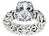 White Cubic Zirconia Rhodium Over Sterling Silver Byzantine Ring 5.27ctw