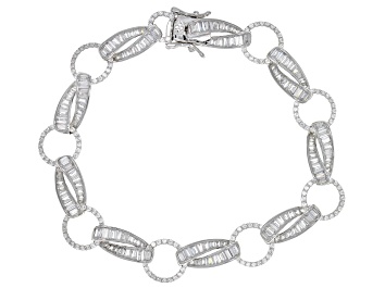 Picture of White Cubic Zirconia Rhodium Over Sterling Silver Tennis Bracelet 8.48ctw