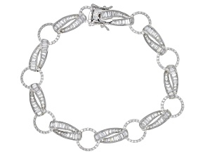 White Cubic Zirconia Rhodium Over Sterling Silver Tennis Bracelet 8.48ctw