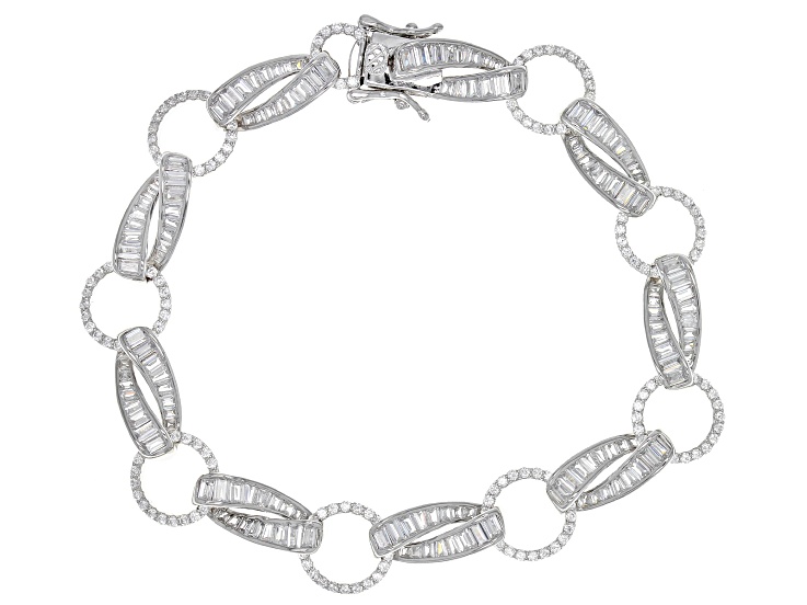 Pavé Heart Bracelet with Cubic Zirconia, Sterling silver