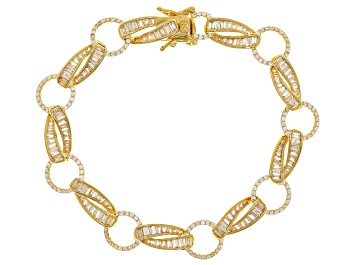 Picture of White Cubic Zirconia 18k Yellow Gold Over Sterling Silver Tennis Bracelet 8.48ctw
