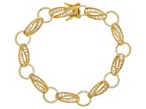 White Cubic Zirconia 18k Yellow Gold Over Sterling Silver Tennis Bracelet 8.48ctw