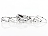 White Cubic Zirconia Platinum Over Sterling Silver Ring Set 3.86ctw