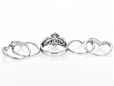 White Cubic Zirconia Platinum Over Sterling Silver Ring Set 3.86ctw