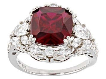 Picture of Lab Created Ruby And White Cubic Zirconia Platinum Over Sterling Silver Ring 6.23ctw