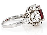 Lab Created Ruby And White Cubic Zirconia Platinum Over Sterling Silver Ring 6.23ctw