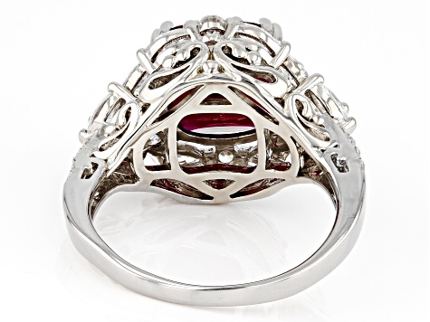 Lab Created Ruby And White Cubic Zirconia Platinum Over Sterling Silver Ring 6.23ctw