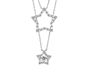 White Cubic Zirconia Rhodium Over Sterling Silver Dancing Star Necklace 1.42ctw