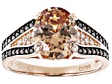 Champagne, Mocha, And White Cubic Zirconia Black Rhodium And 18k Rose Gold Over Sterling Silver Ring