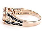 Champagne, Mocha, And White Cubic Zirconia Black Rhodium And 18k Rose Gold Over Sterling Silver Ring