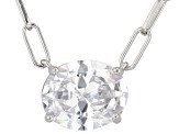 White Cubic Zirconia Rhodium Over Sterling Silver Paperclip Necklace 4.59ctw