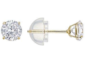 Picture of White Cubic Zirconia 14k Yellow Gold Studs 0.80ctw