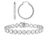 White Cubic Zirconia Rhodium Over Sterling Silver Jewelry Set 36.26ctw