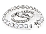 White Cubic Zirconia Rhodium Over Sterling Silver Jewelry Set 36.26ctw