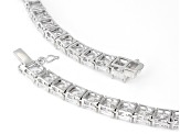 White Cubic Zirconia Rhodium Over Sterling Silver Asscher Cut Tennis Necklace 84.42ctw