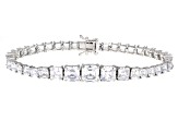 White Cubic Zirconia Rhodium Over Sterling Silver Asscher Cut Tennis Bracelet 25.16ctw