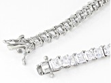 White Cubic Zirconia Rhodium Over Sterling Silver Asscher Cut Tennis Bracelet 25.16ctw