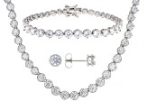 White Cubic Zirconia Rhodium Over Sterling Silver Jewelry Set 43.38ctw