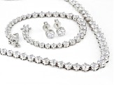 White Cubic Zirconia Rhodium Over Sterling Silver Jewelry Set 43.38ctw