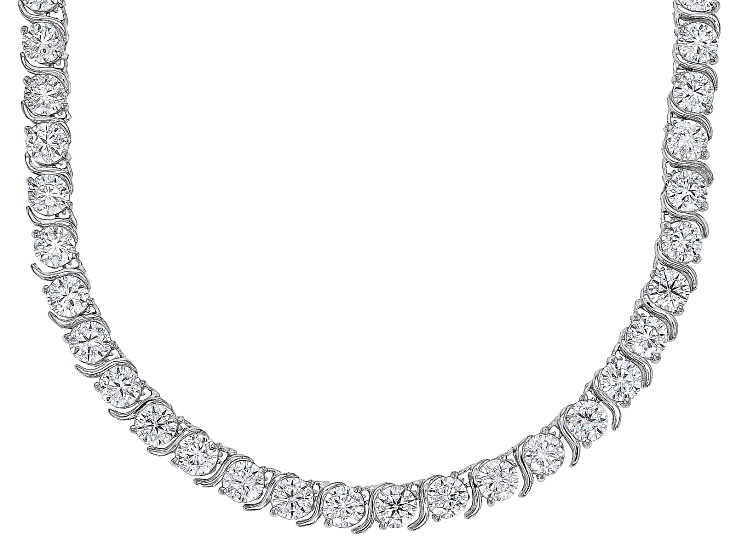 White Cubic Zirconia Rhodium Over Sterling Silver Tennis