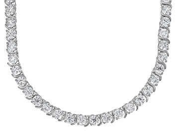 Picture of White Cubic Zirconia Rhodium Over Sterling Silver Tennis Necklace 38.07ctw