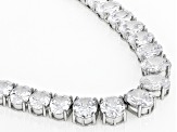 White Cubic Zirconia Platinum Over Sterling Silver Tennis Necklace 69.65ctw