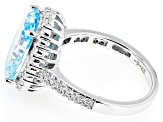 Blue And White Cubic Zirconia Rhodium Over Sterling Silver Ring 9.23ctw