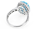 Blue And White Cubic Zirconia Rhodium Over Sterling Silver Ring 9.23ctw