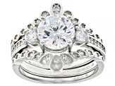 White Cubic Zirconia Rhodium Over Sterling Silver Ring Set 3.74ctw