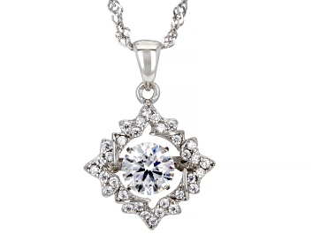 Picture of White Cubic Zirconia Rhodium Over Sterling Silver Dancing Pendant 1.58ctw