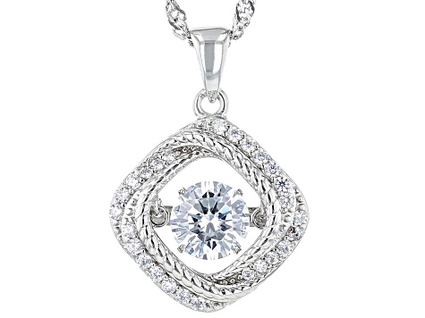 White Cubic Zirconia Rhodium Over Sterling Silver Dancing Pendant 1.57ctw