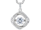 White Cubic Zirconia Rhodium Over Sterling Silver Dancing Pendant 1.57ctw